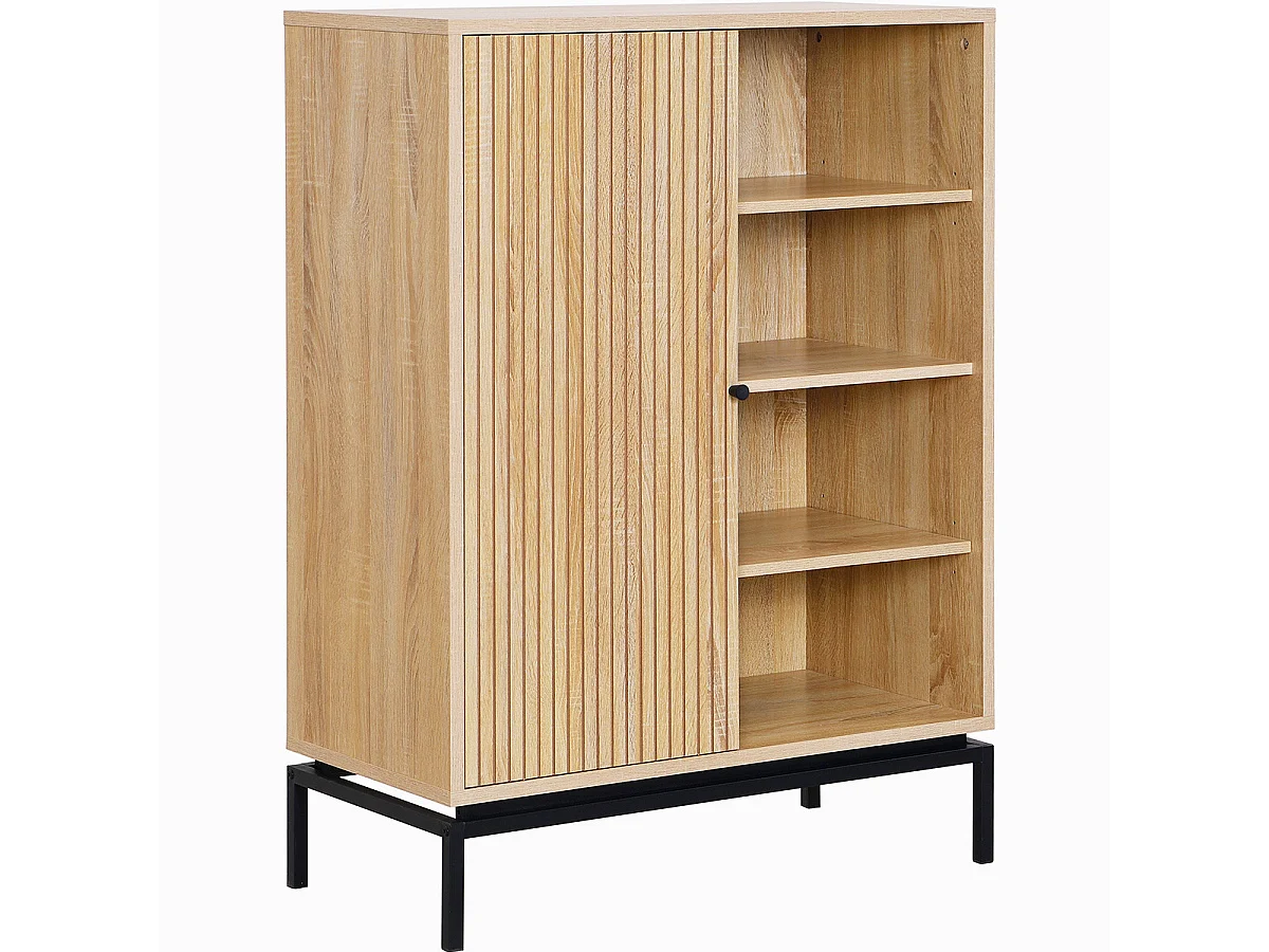 Bibliothèque 1 porte 4 niches effet bois 80 cm - Talia