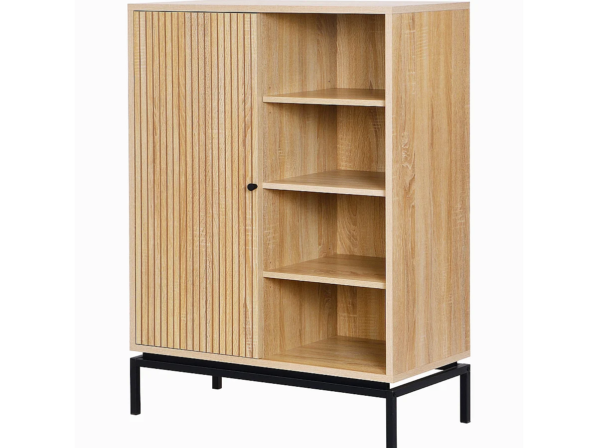 Bibliothèque 1 porte 4 niches effet bois 80 cm - Talia