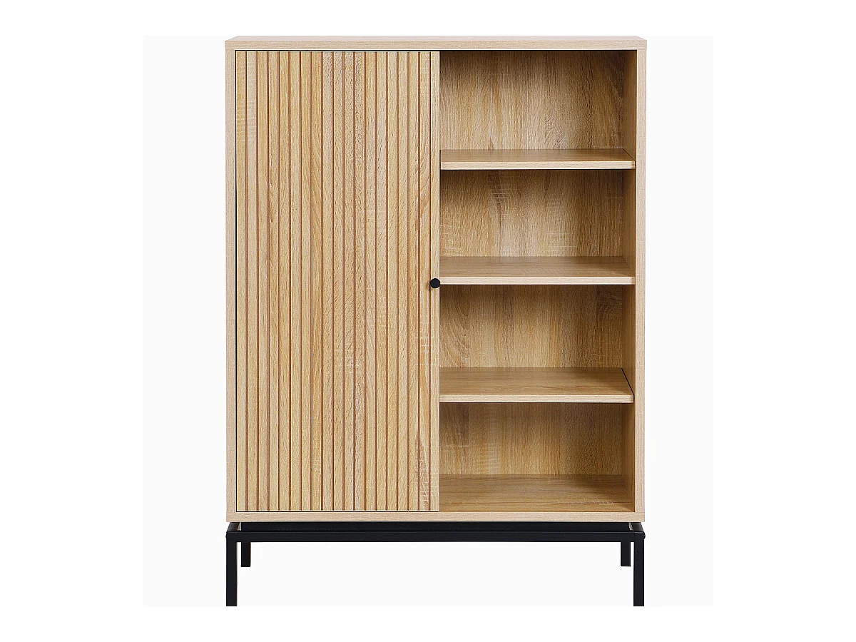 Bibliothèque 1 porte 4 niches effet bois 80 cm - Talia