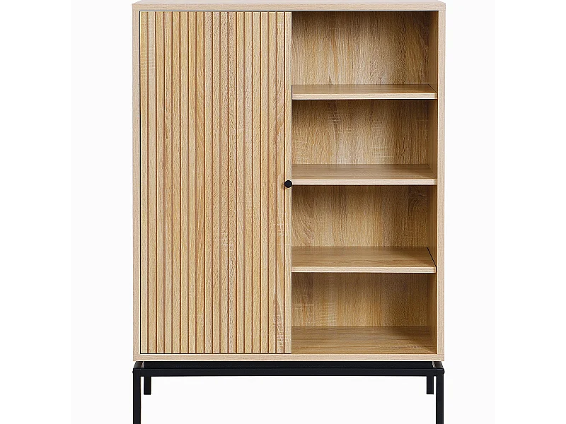 Bibliothèque 1 porte 4 niches effet bois 80 cm - Talia