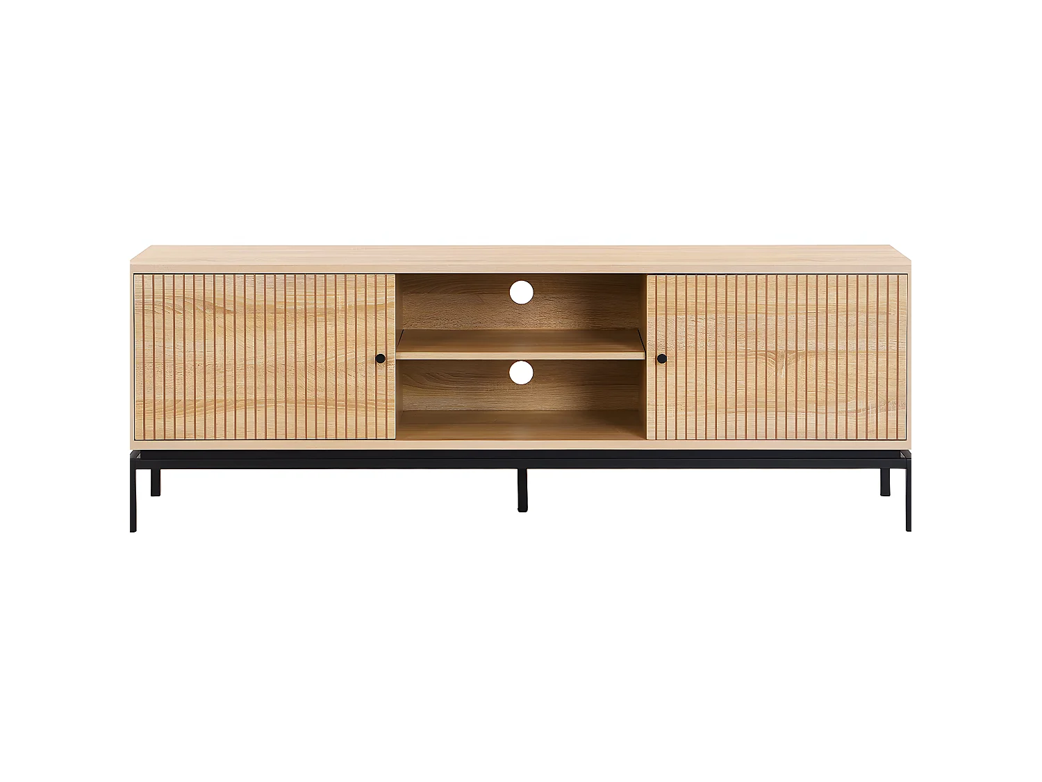 Meuble TV 2 portes effet bois 160 cm - Talia