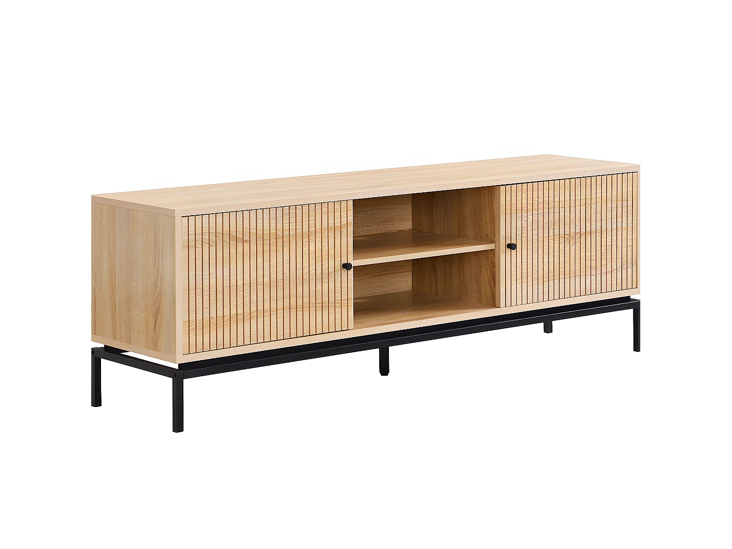 Meuble TV 2 portes effet bois 160 cm - Talia