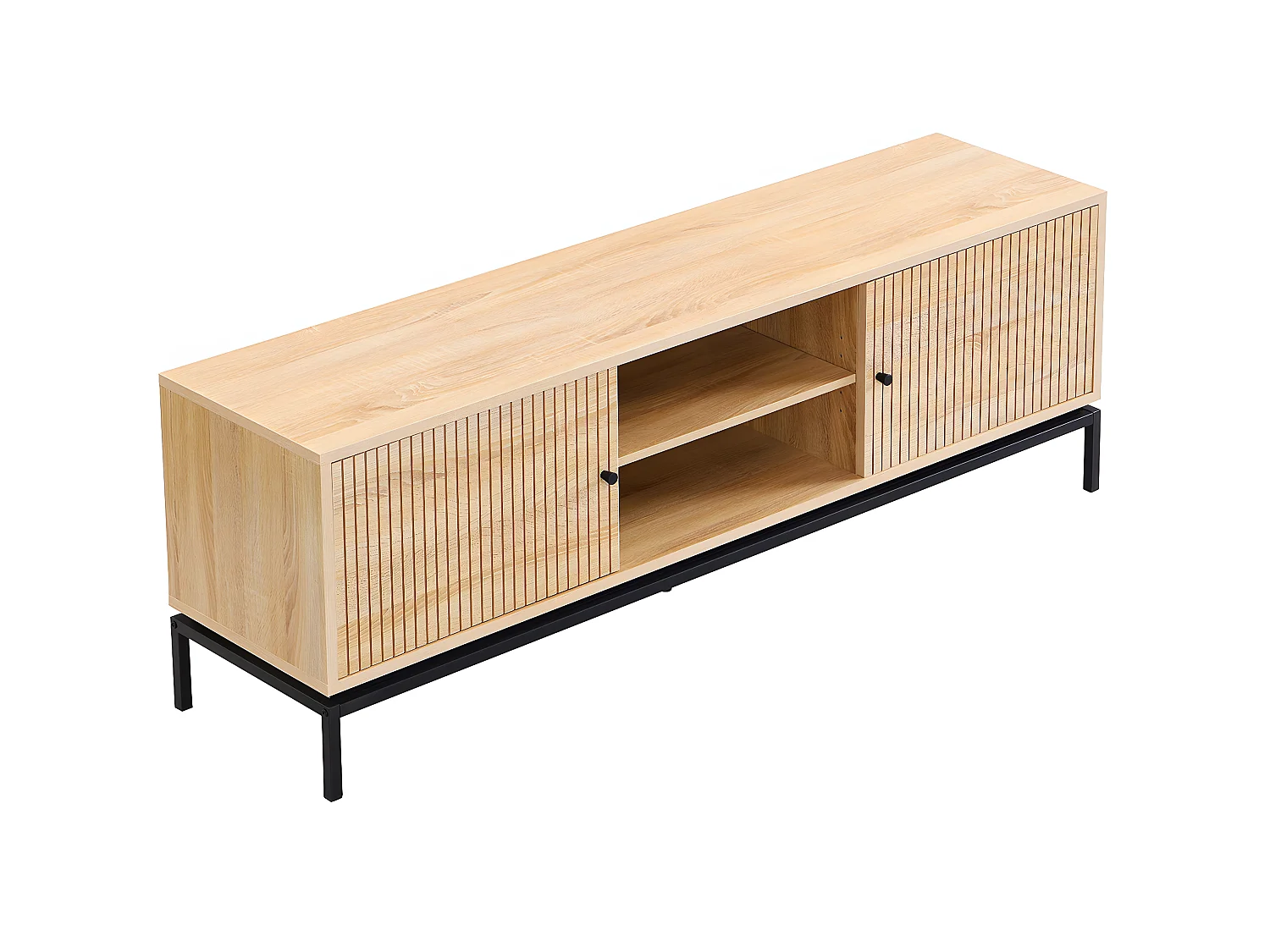 Meuble TV 2 portes effet bois 160 cm - Talia