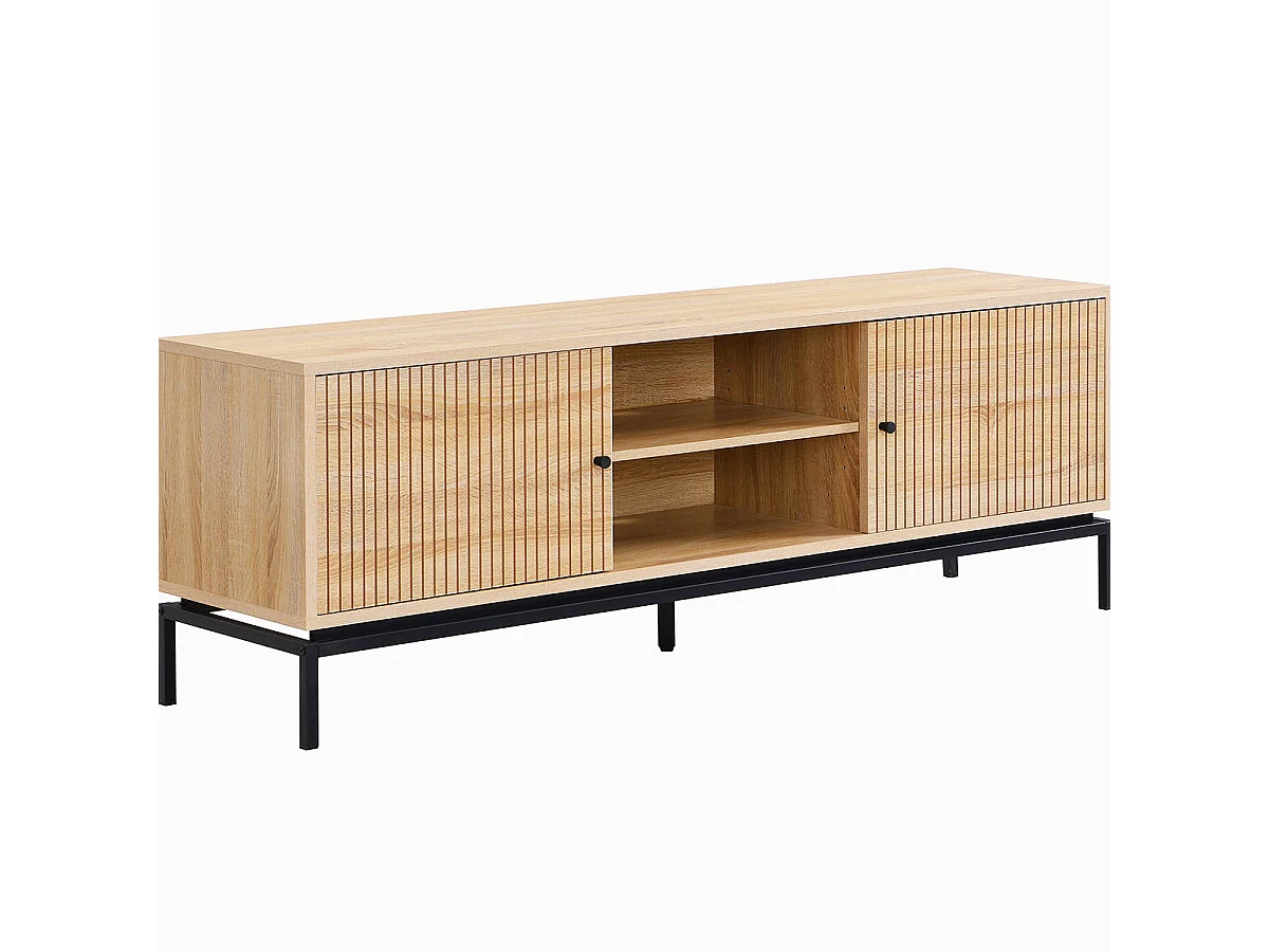 Meuble TV 2 portes effet bois 160 cm - Talia