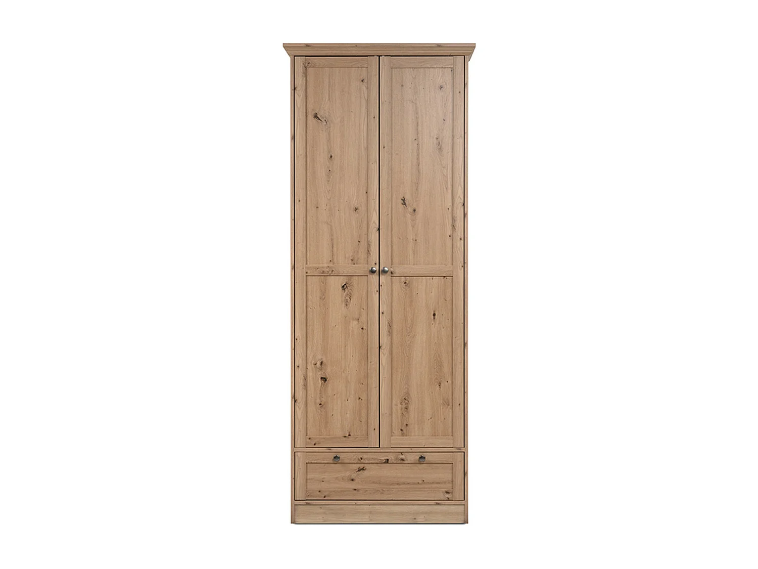 Armoire 2 portes 1 tiroir effet chêne 80 cm - Saga