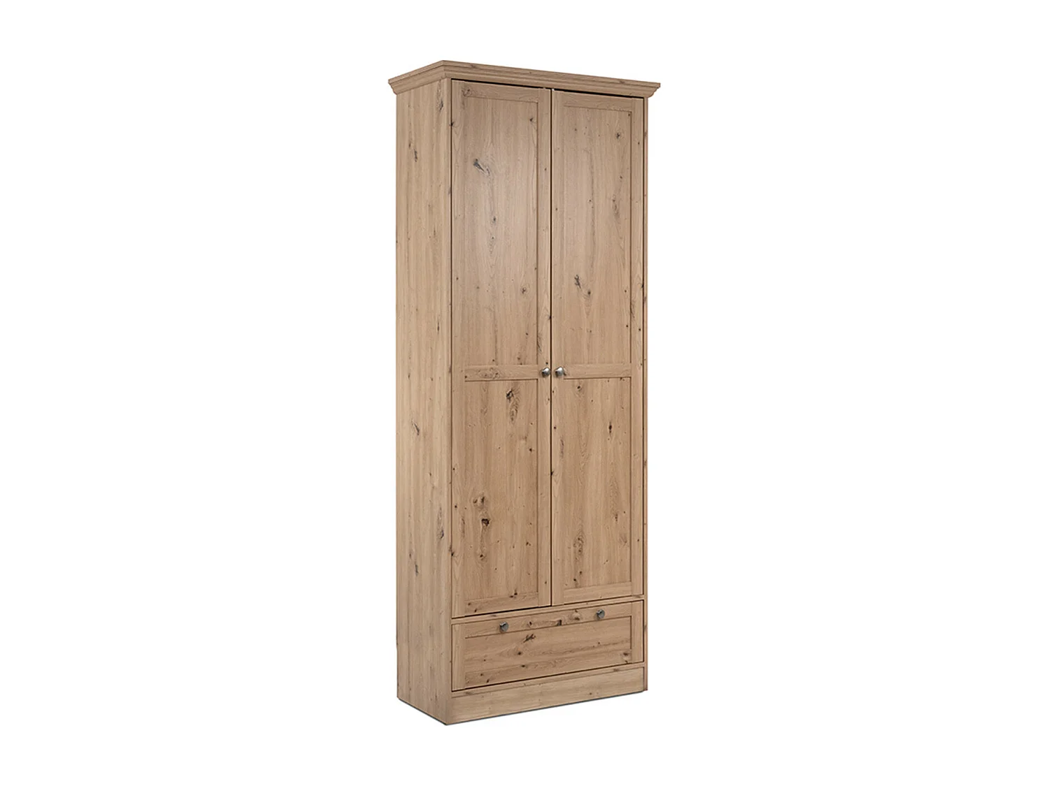 Armoire 2 portes 1 tiroir effet chêne 80 cm - Saga