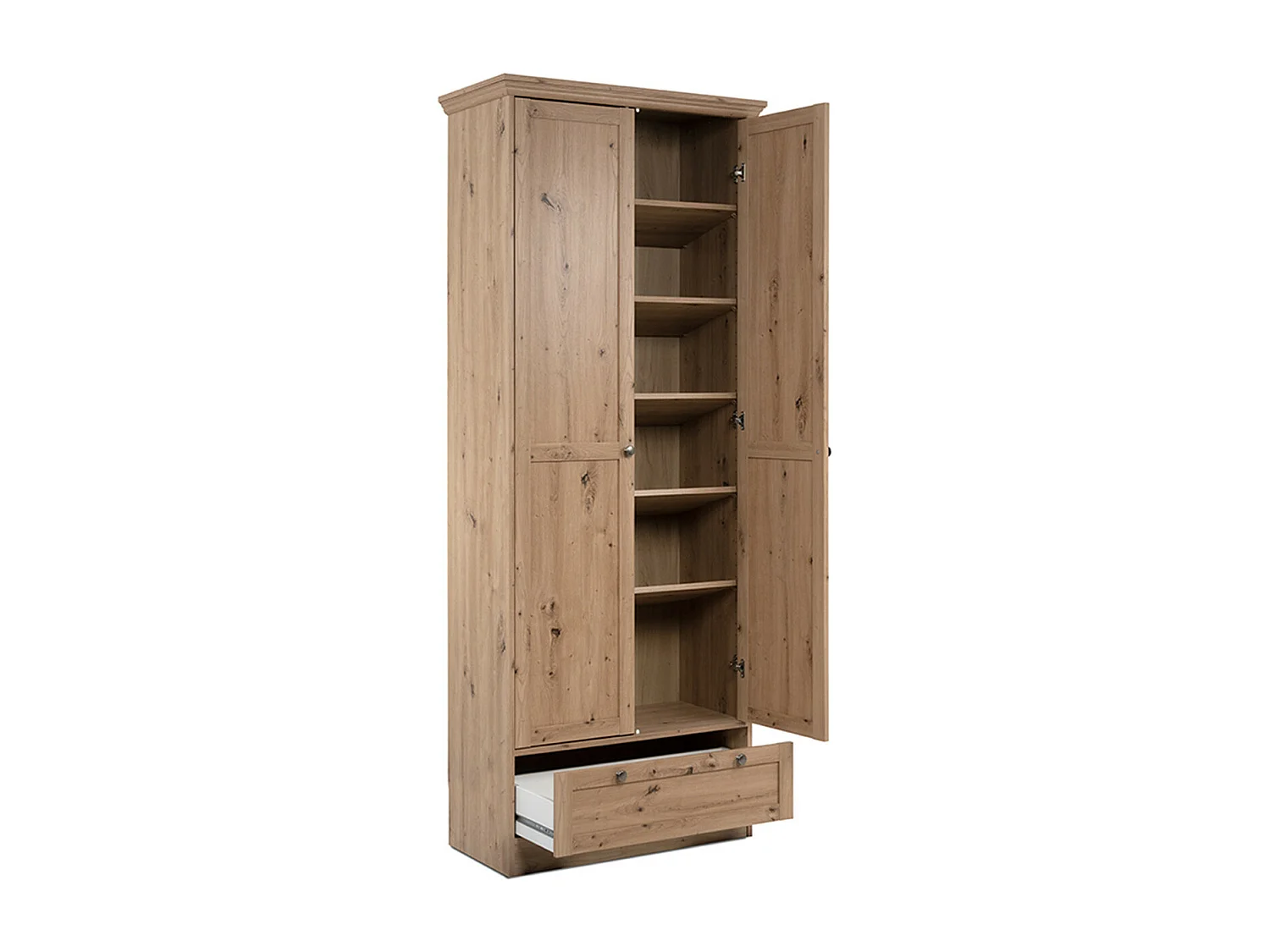 Armoire 2 portes 1 tiroir effet chêne 80 cm - Saga