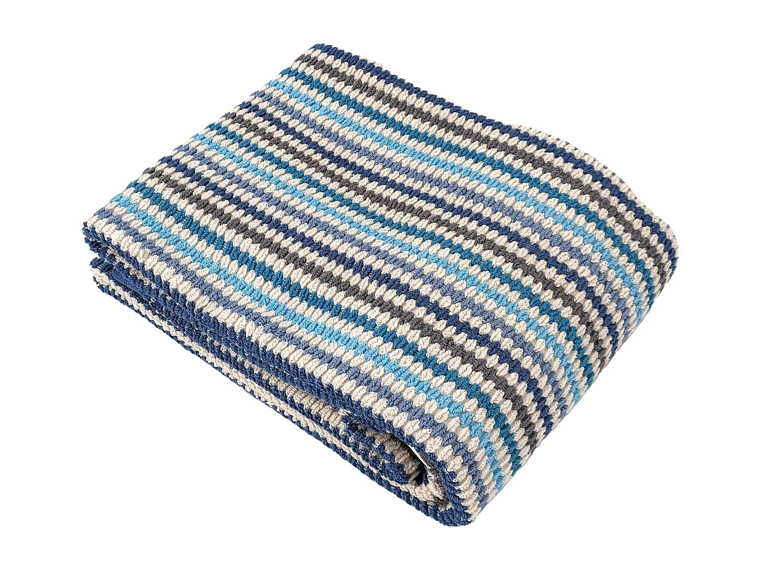 Serviette de toilette à rayures 50x100 cm pur coton collection BREEZE bleu