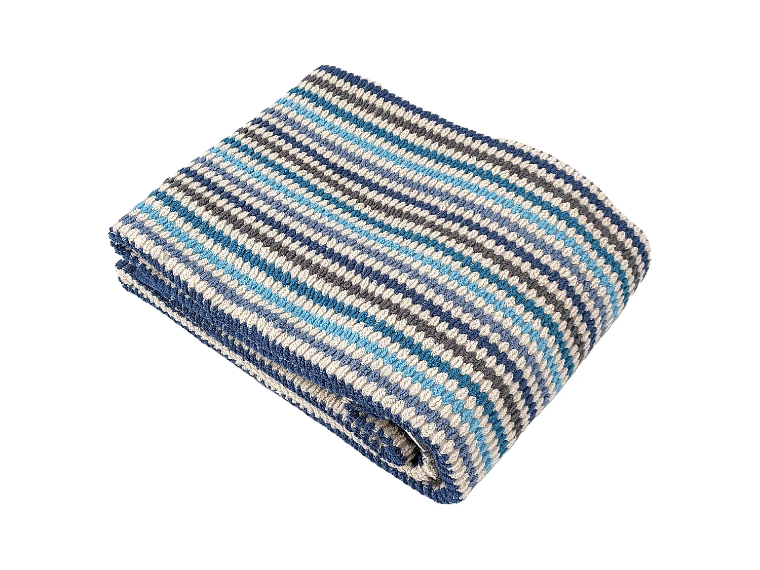 Serviette de toilette à rayures 50x100 cm pur coton collection BREEZE bleu