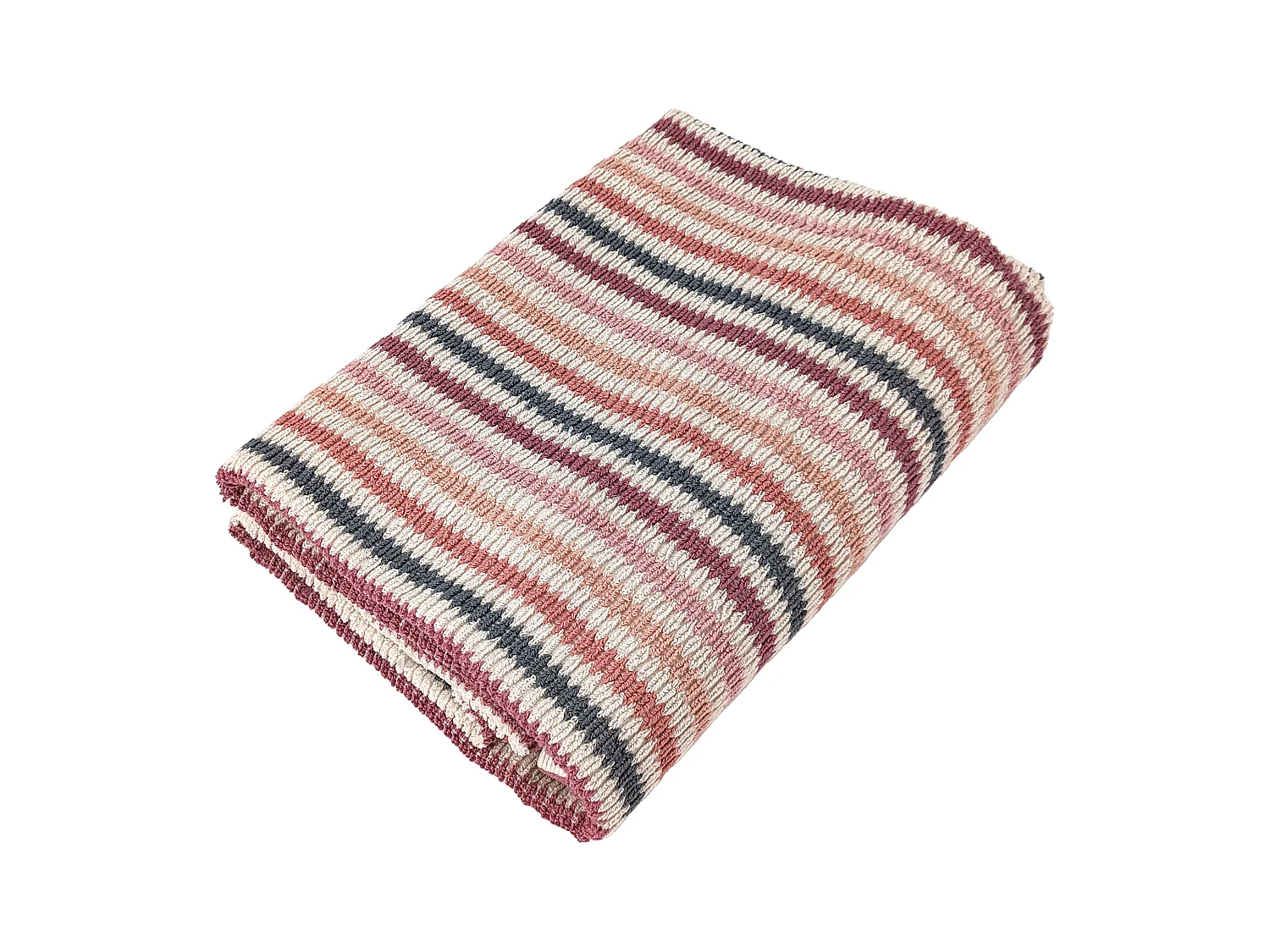 Serviette de toilette à rayures 50x100 cm pur coton collection BREEZE rose