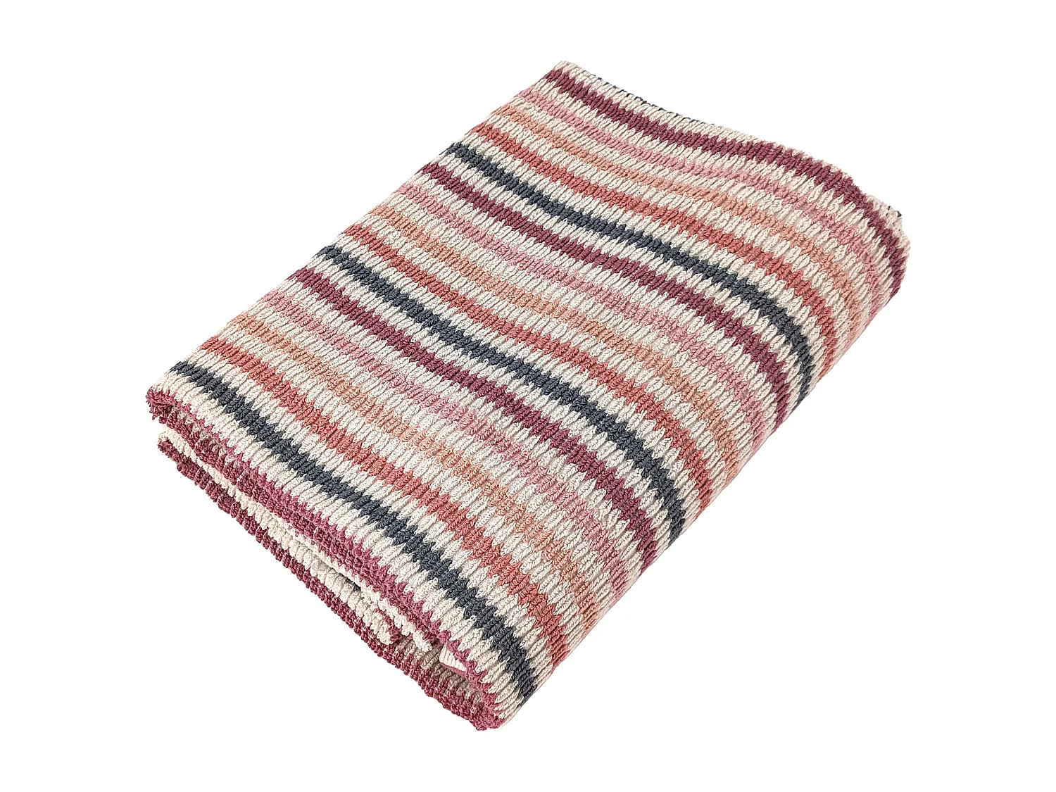 Serviette de toilette à rayures 50x100 cm pur coton collection BREEZE rose