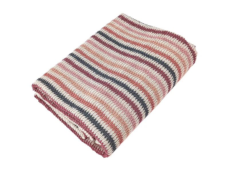 Serviette de toilette à rayures 50x100 cm pur coton collection BREEZE rose