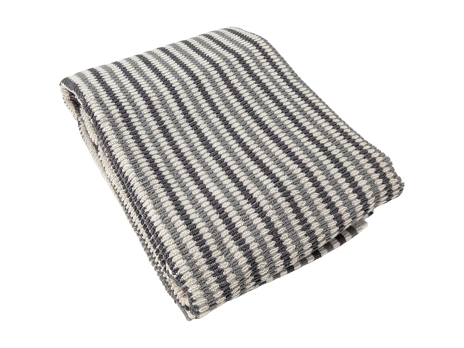 Serviette de toilette à rayures 50x100 cm pur coton collection BREEZE gris