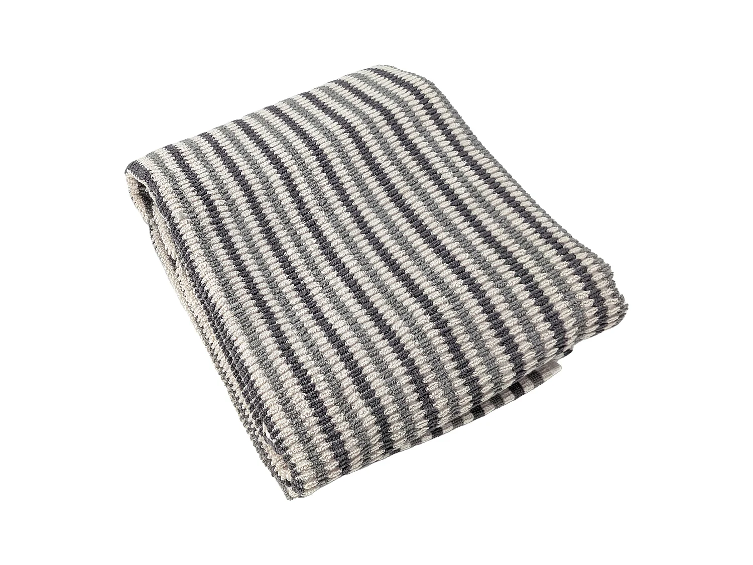 Drap de bain à rayures pur coton 100x150 cm collection BREEZE gris
