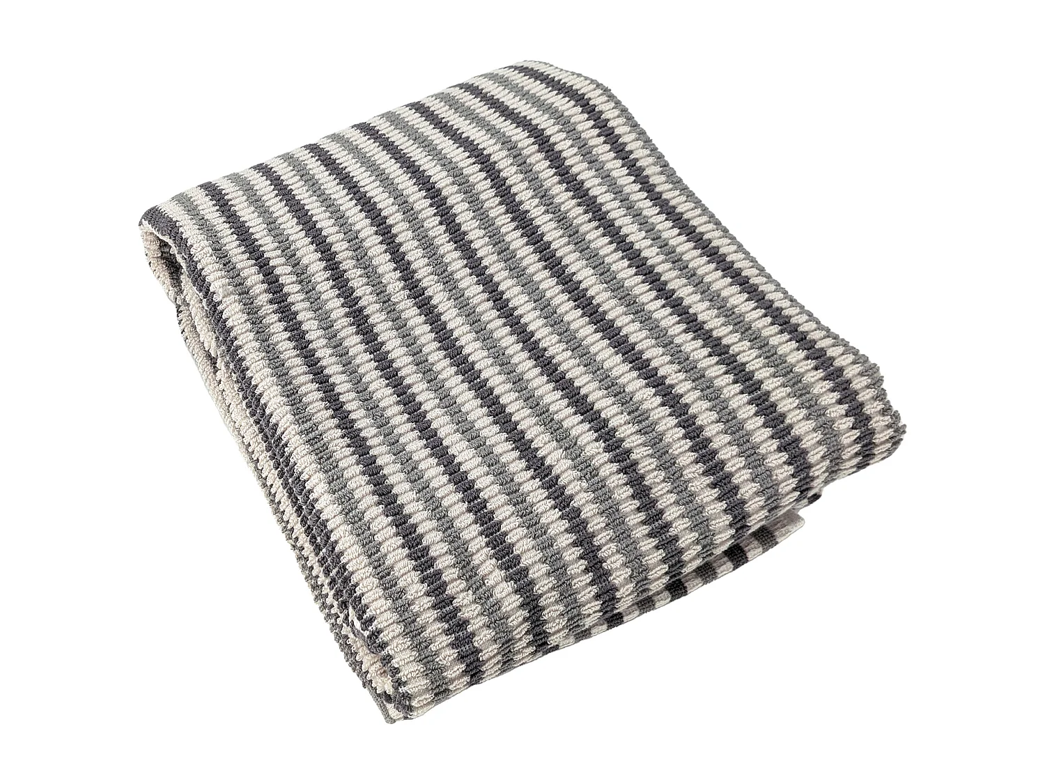 Drap de bain à rayures pur coton 100x150 cm collection BREEZE gris