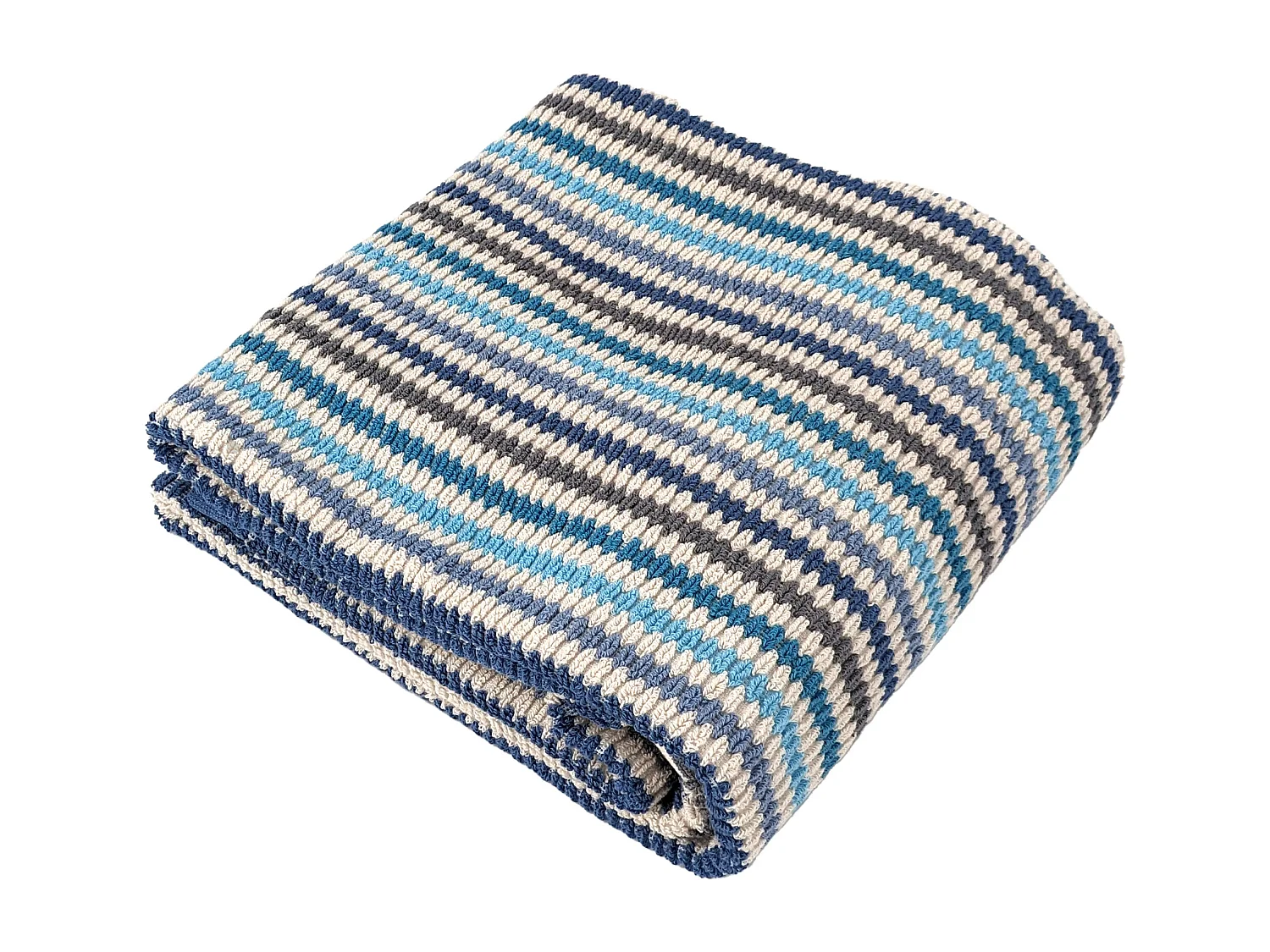 Drap de douche à rayures pur coton 70x140 cm collection BREEZE bleu