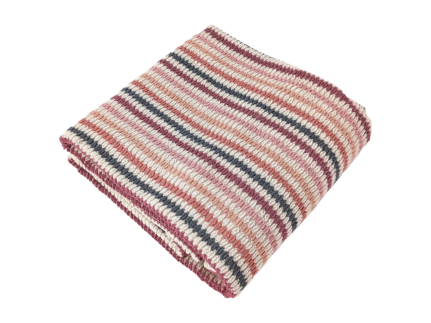 Drap de bain à rayures pur coton 100x150 cm collection BREEZE rose