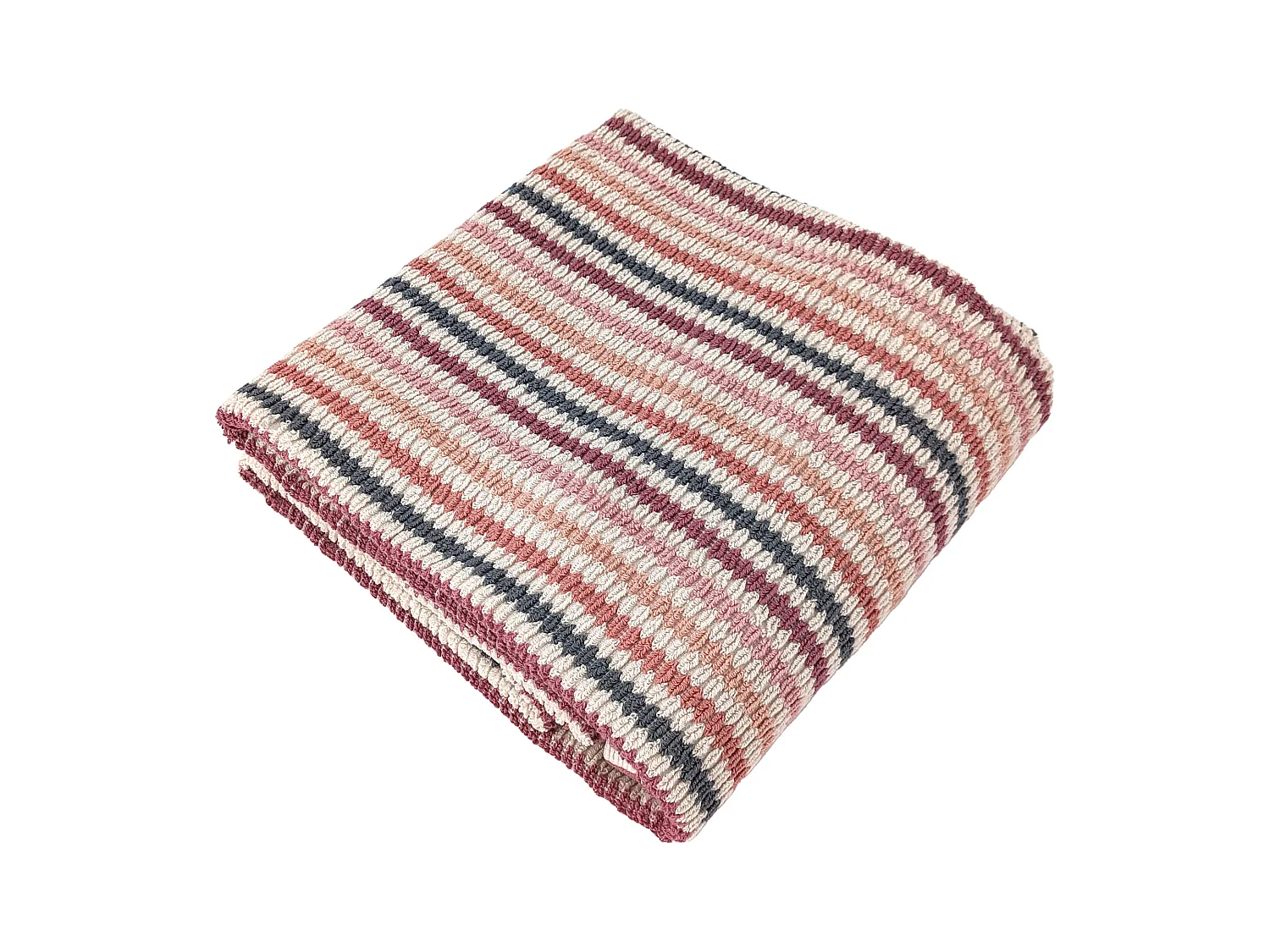 Drap de bain à rayures pur coton 100x150 cm collection BREEZE rose