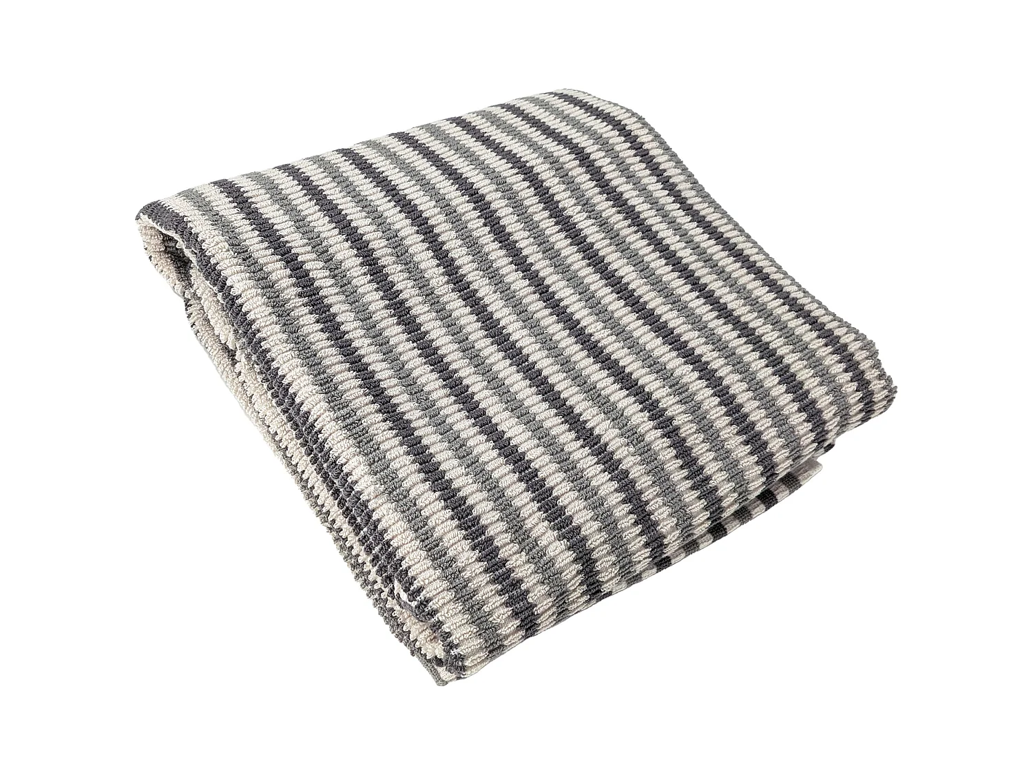 Drap de douche à rayures pur coton 70x140 cm collection BREEZE gris