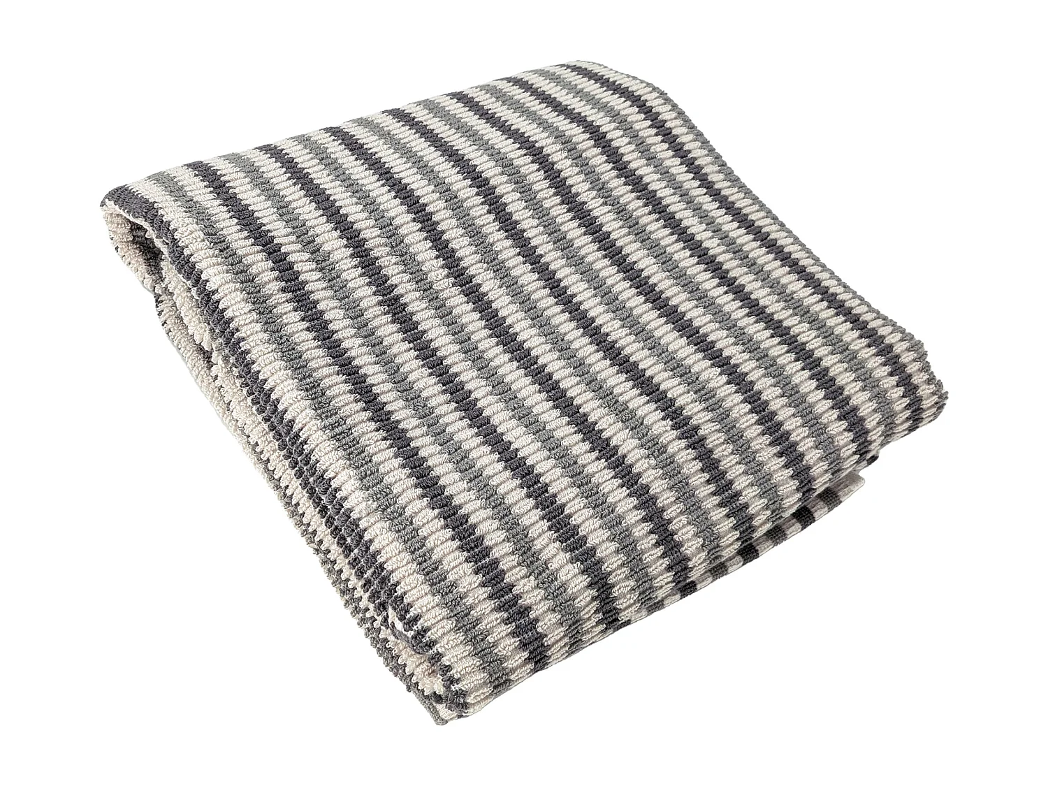 Drap de douche à rayures pur coton 70x140 cm collection BREEZE gris