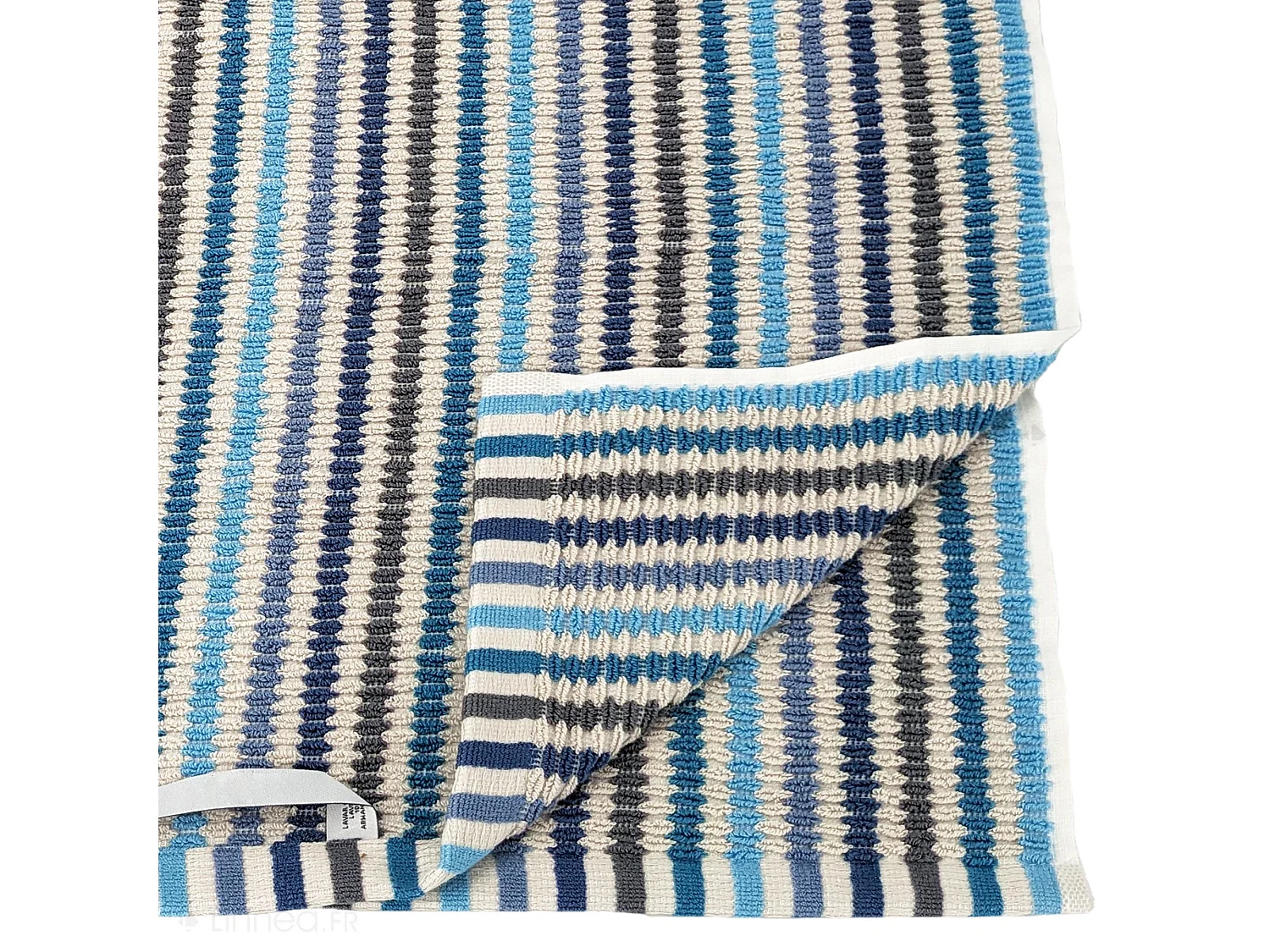 Drap de bain à rayures pur coton 100x150 cm collection BREEZE bleu