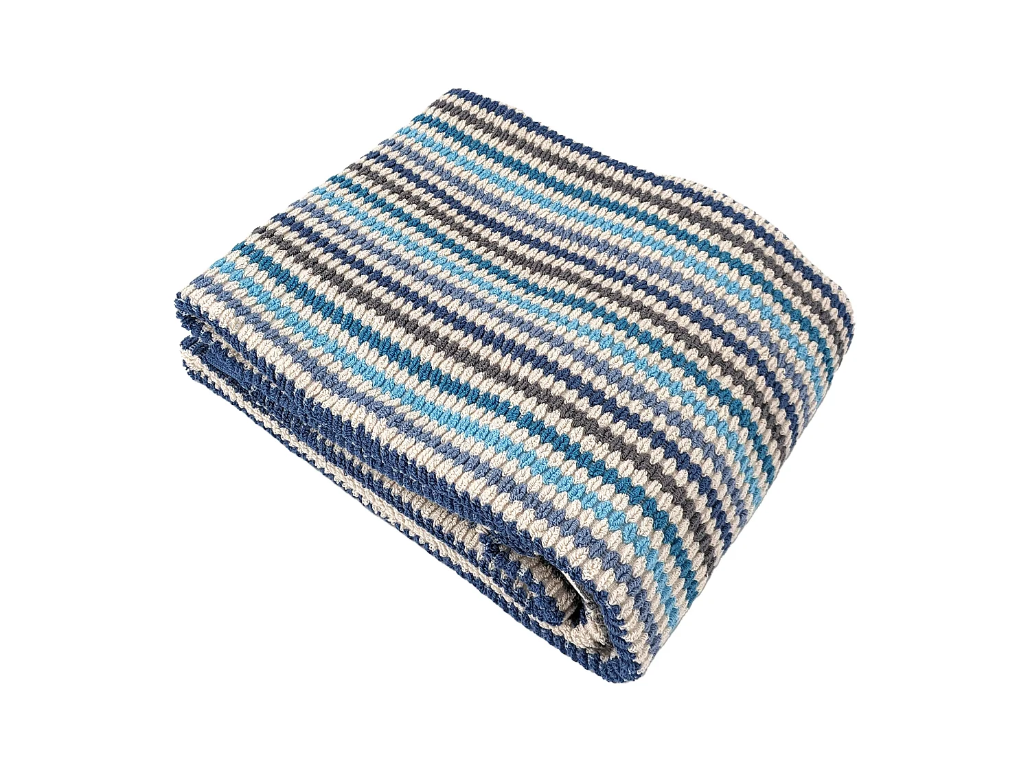Drap de bain à rayures pur coton 100x150 cm collection BREEZE bleu