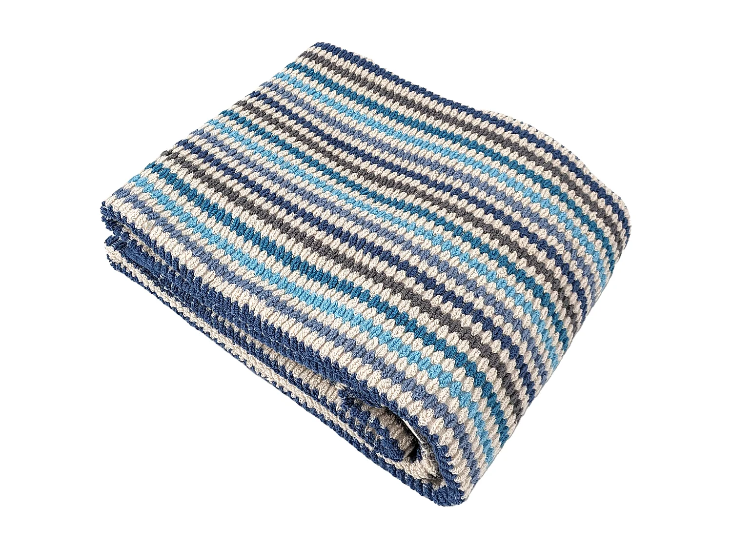 Drap de bain à rayures pur coton 100x150 cm collection BREEZE bleu