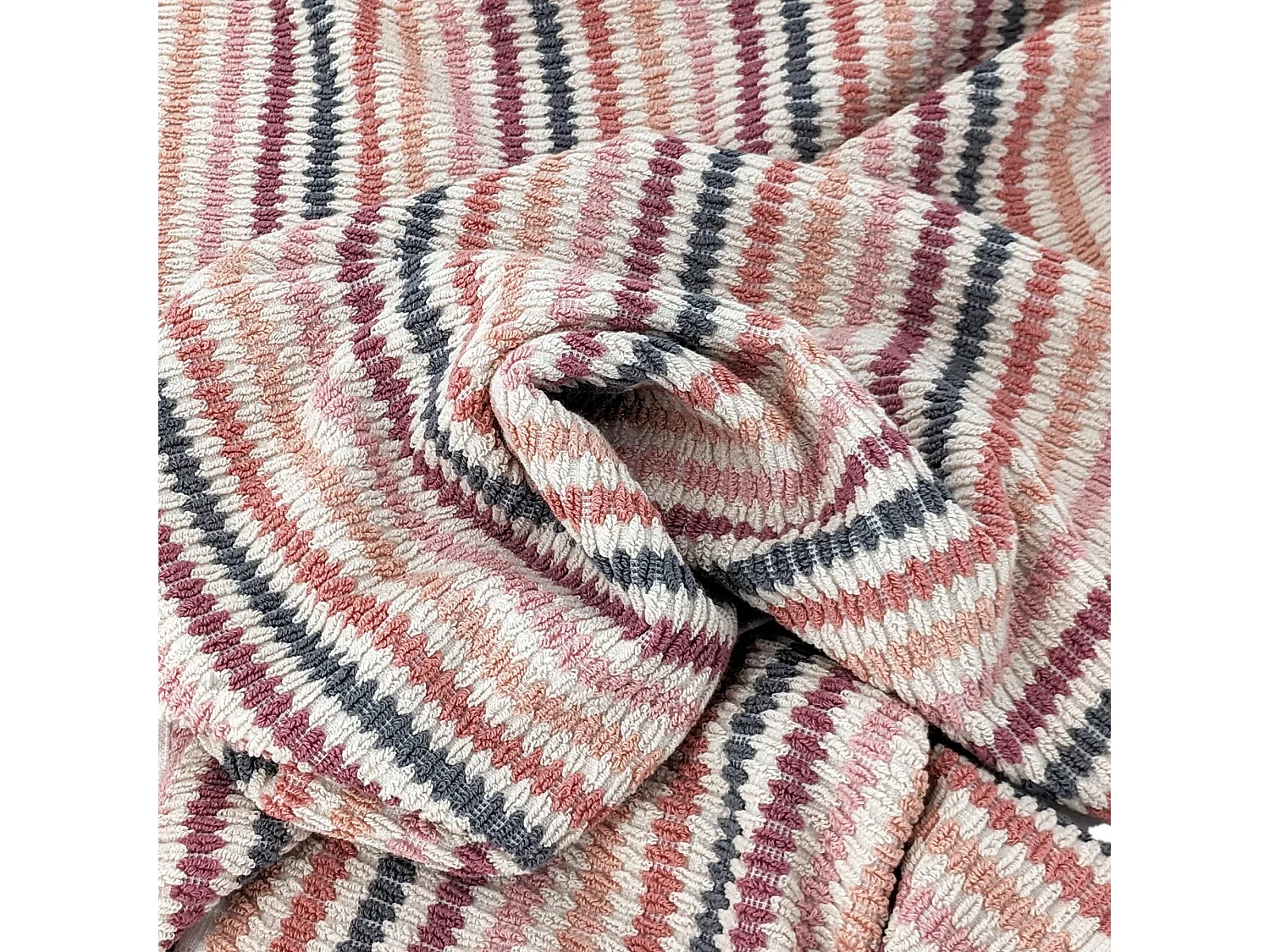 Drap de douche à rayures pur coton 70x140 cm collection BREEZE rose