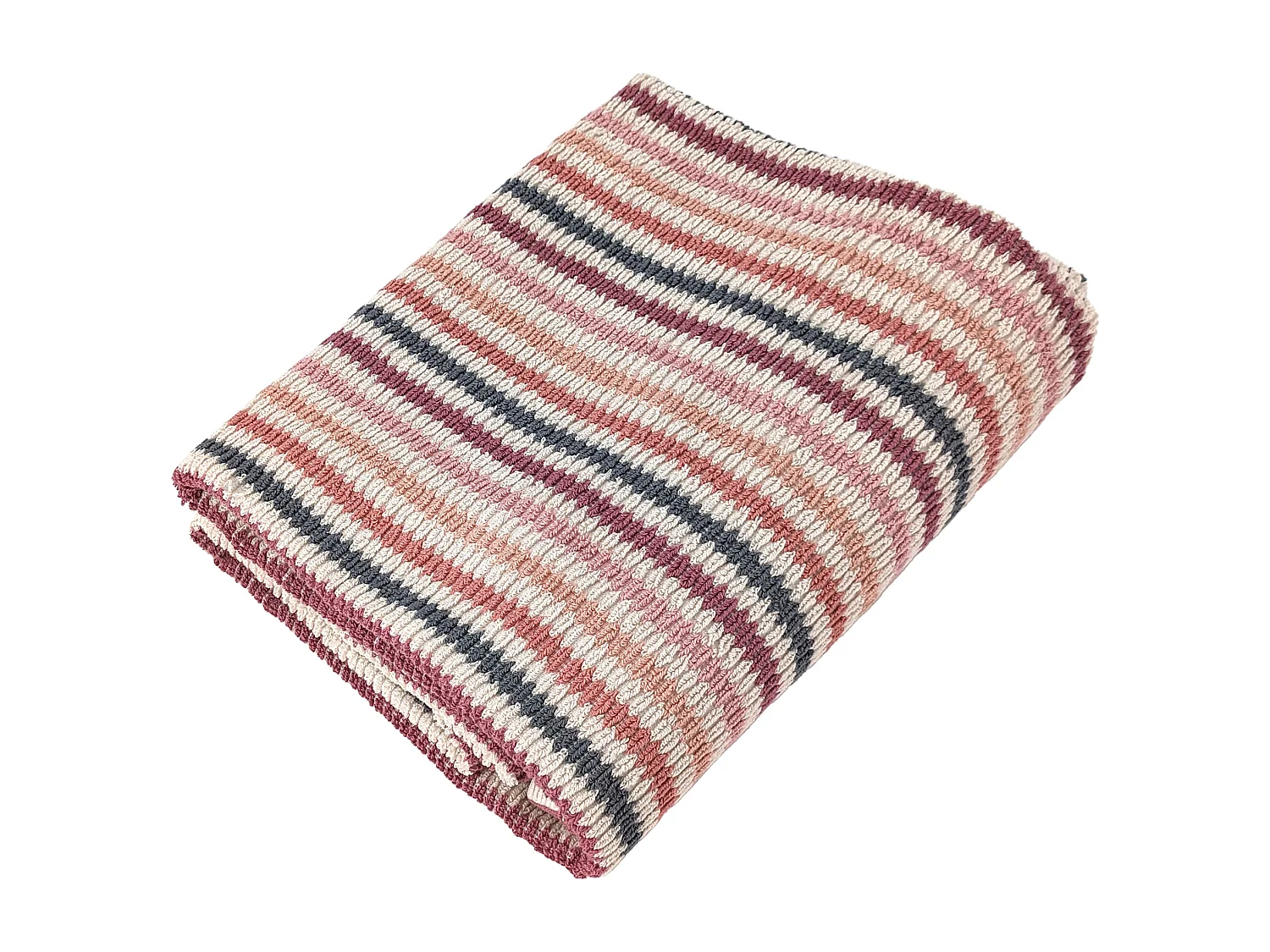 Drap de douche à rayures pur coton 70x140 cm collection BREEZE rose