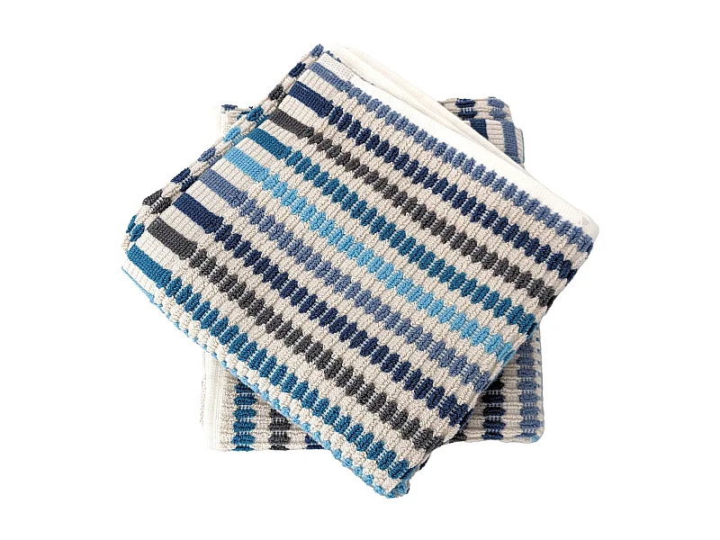 Lot de 2 serviettes invité à rayures 33x50 cm coton collection BREEZE bleu