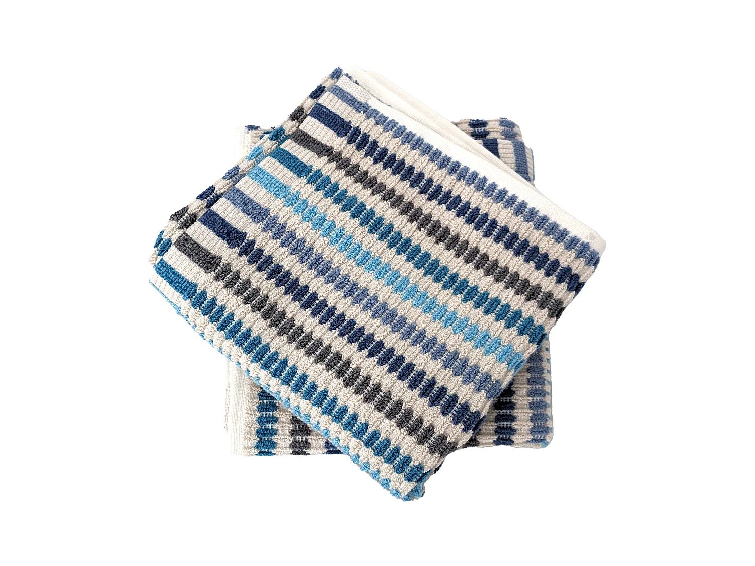Lot de 2 serviettes invité à rayures 33x50 cm coton collection BREEZE bleu