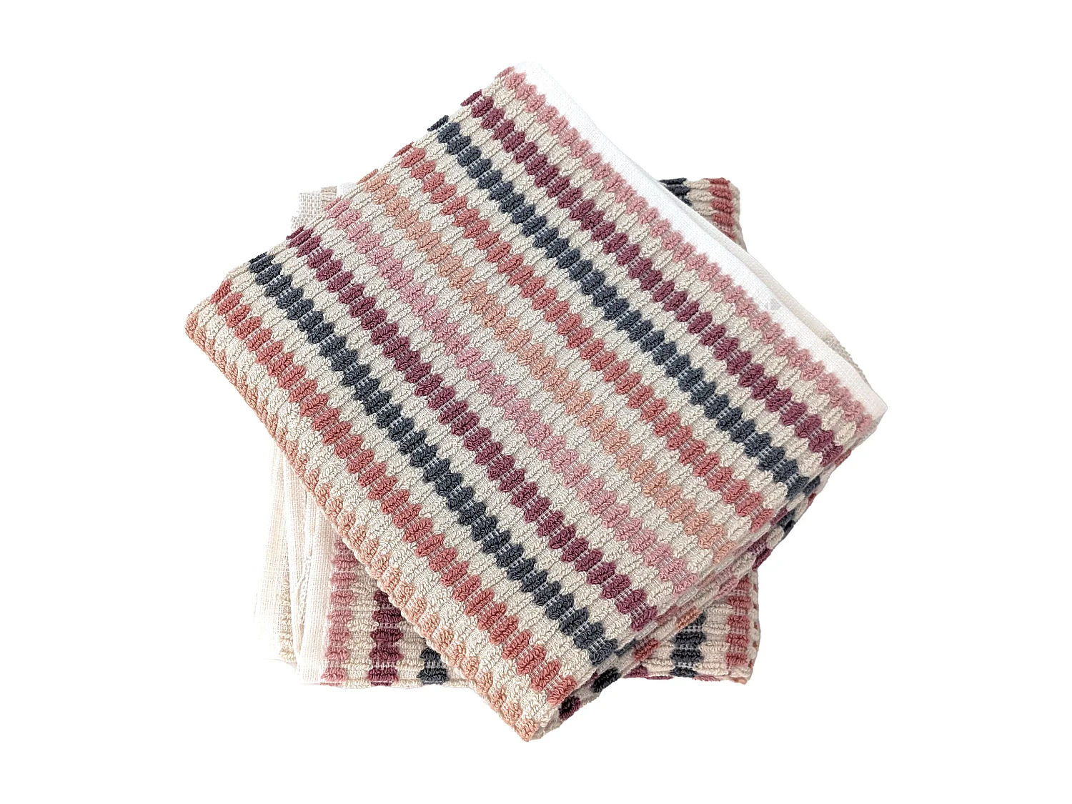 Lot de 2 serviettes invité à rayures 33x50 cm coton collection BREEZE rose