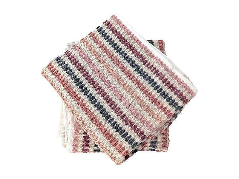 Lot de 2 serviettes invité à rayures 33x50 cm coton collection BREEZE rose