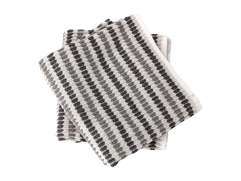 Lot de 2 serviettes invité à rayures 33x50 cm coton collection BREEZE gris