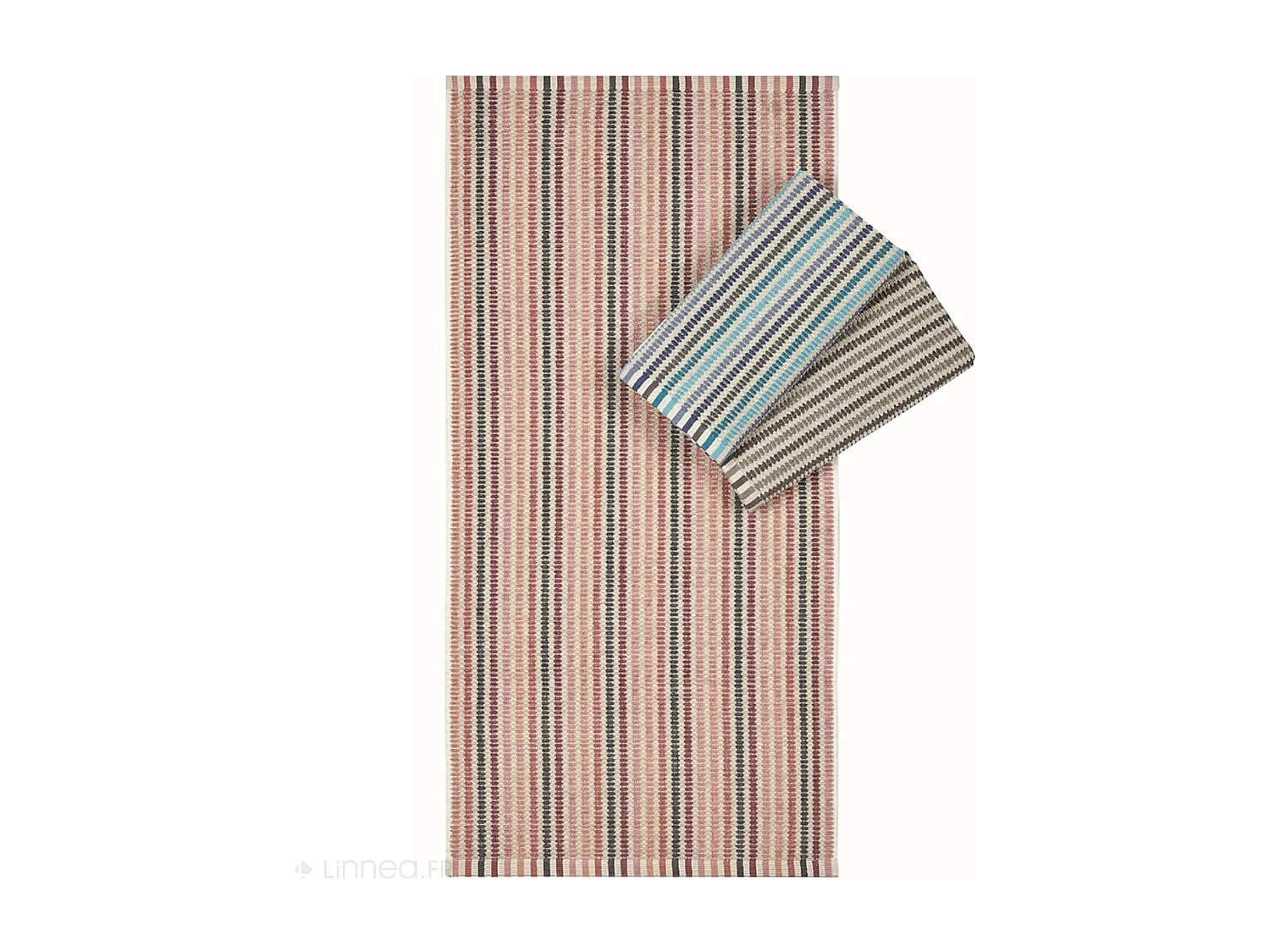 Lot de 2 serviettes invité à rayures 33x50 cm coton collection BREEZE gris