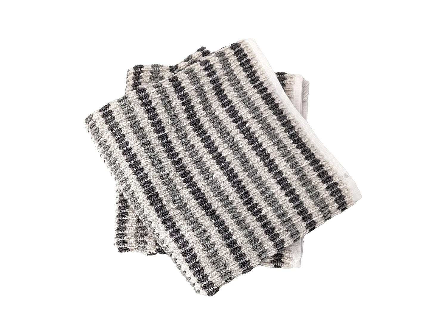 Lot de 2 serviettes invité à rayures 33x50 cm coton collection BREEZE gris