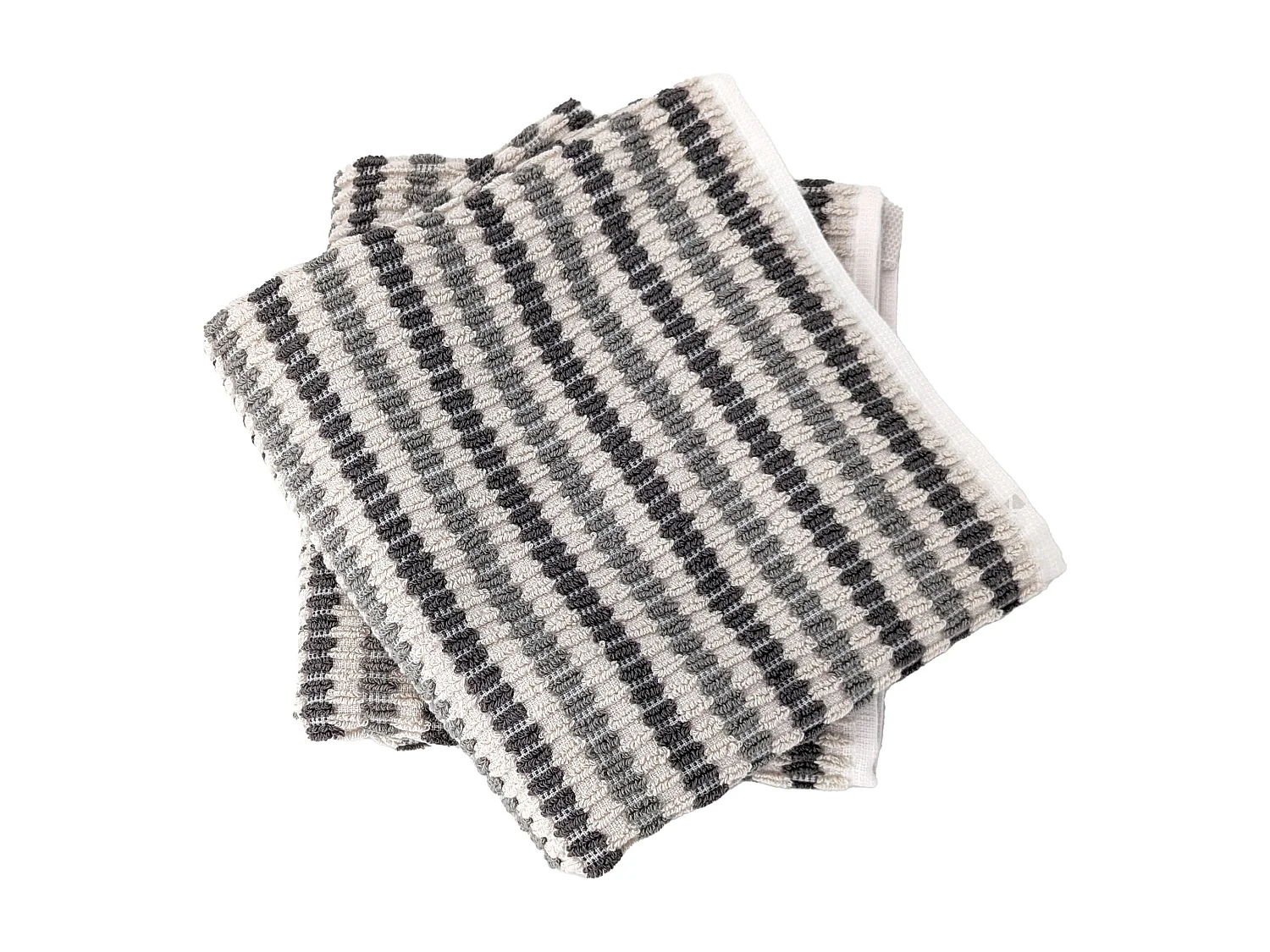 Lot de 2 serviettes invité à rayures 33x50 cm coton collection BREEZE gris