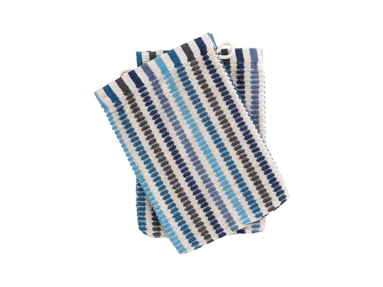 Lot de deux gants de toilette 16x21 cm pur coton collection BREEZE bleu
