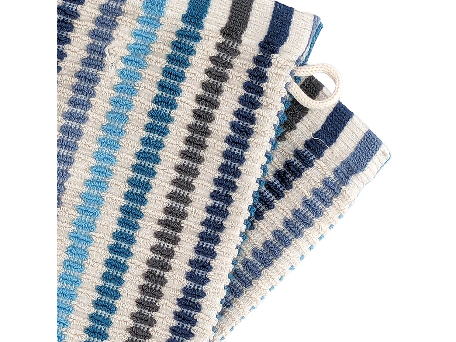 Lot de deux gants de toilette 16x21 cm pur coton collection BREEZE bleu