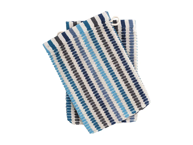 Lot de deux gants de toilette 16x21 cm pur coton collection BREEZE bleu