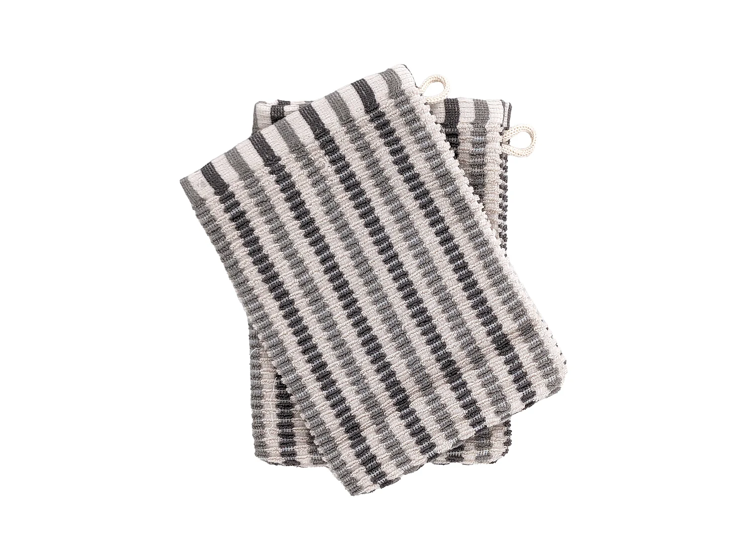 Lot de deux gants de toilette 16x21 cm pur coton collection BREEZE gris