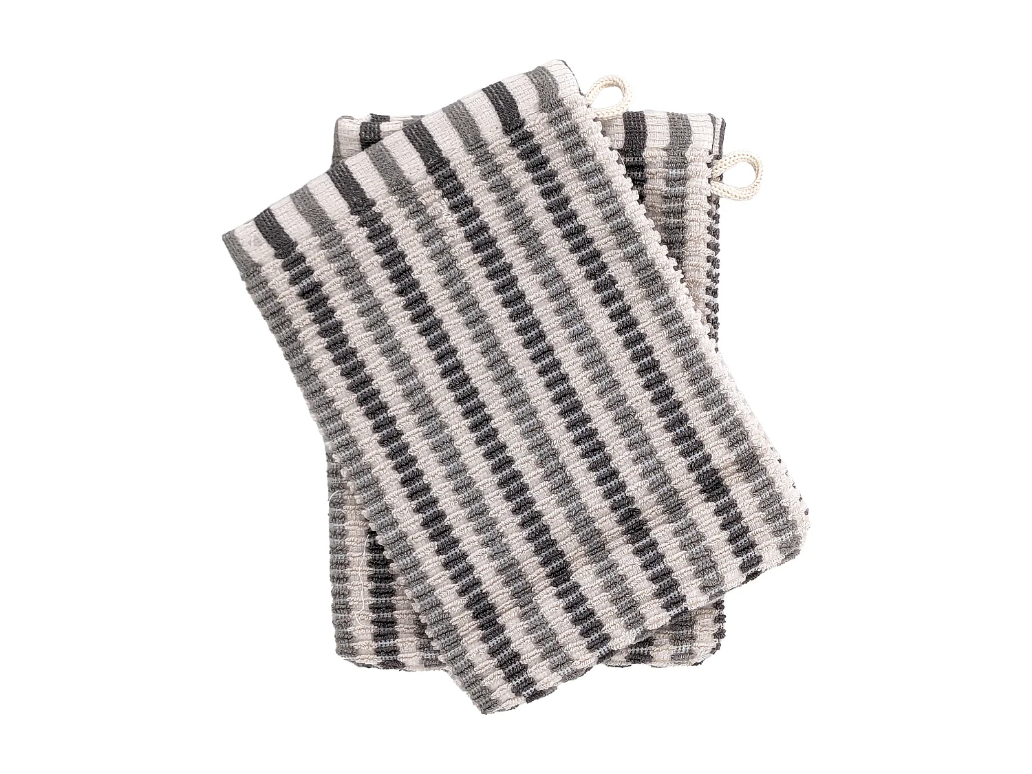 Lot de deux gants de toilette 16x21 cm pur coton collection BREEZE gris