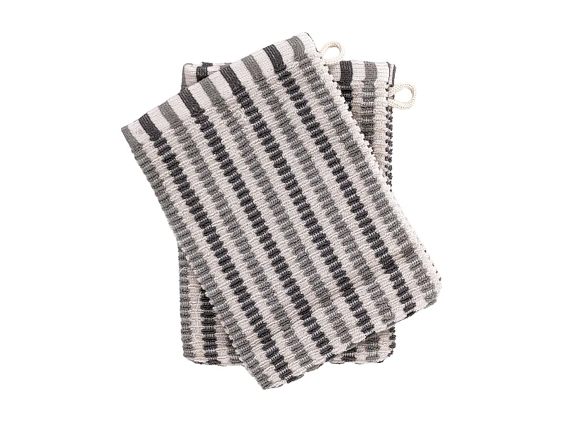 Lot de deux gants de toilette 16x21 cm pur coton collection BREEZE gris