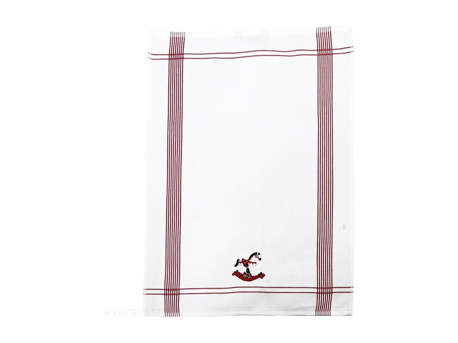 Torchon de cuisine 50x70 cm WAFFLE BRODÉ coton rouge broderie cheval