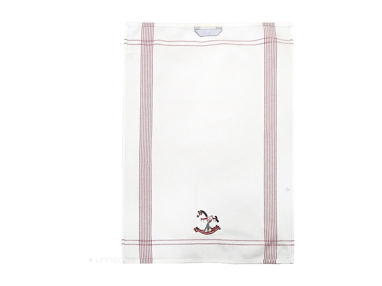 Torchon de cuisine 50x70 cm WAFFLE BRODÉ coton rouge broderie cheval