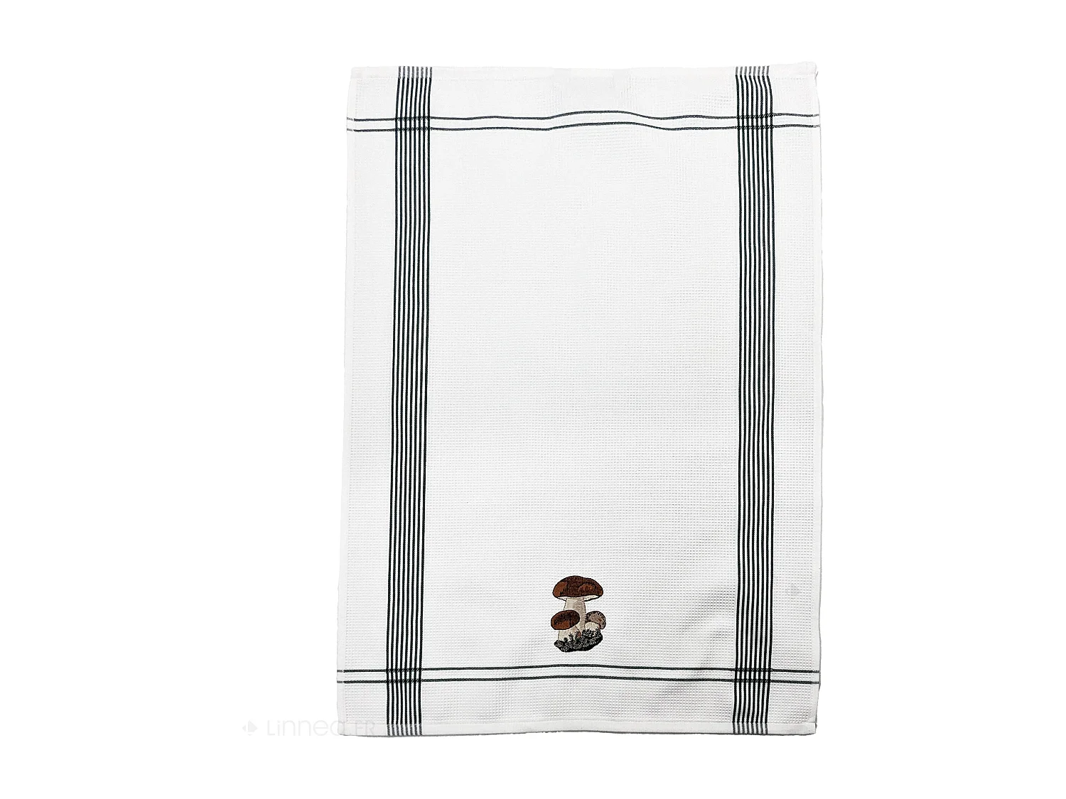 Torchon de cuisine 50x70 cm WAFFLE BRODÉ coton vert broderie champignon