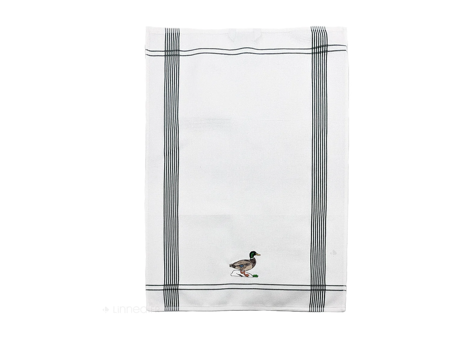 Torchon de cuisine 50x70 cm WAFFLE BRODÉ coton vert broderie canard