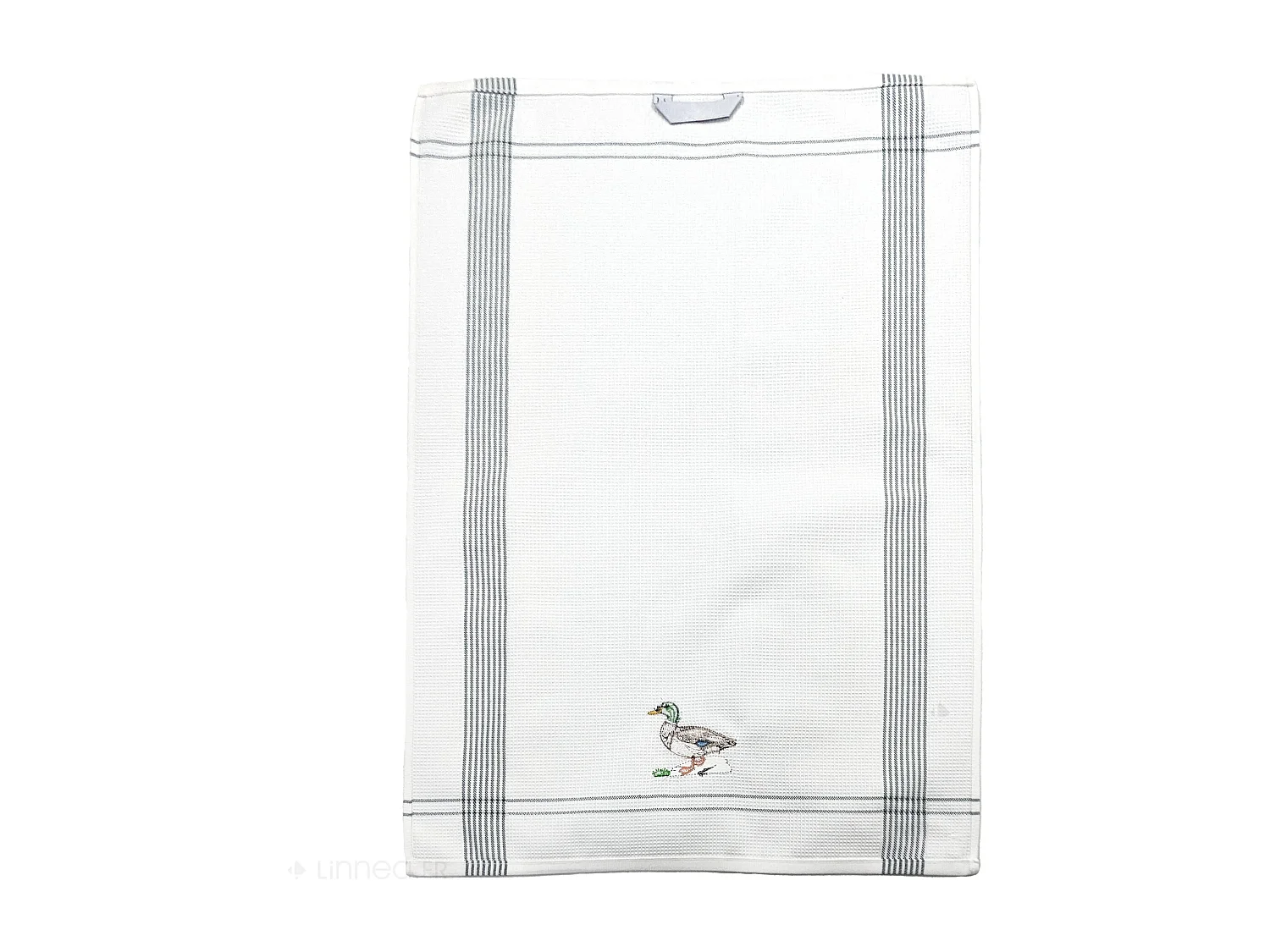 Torchon de cuisine 50x70 cm WAFFLE BRODÉ coton vert broderie canard