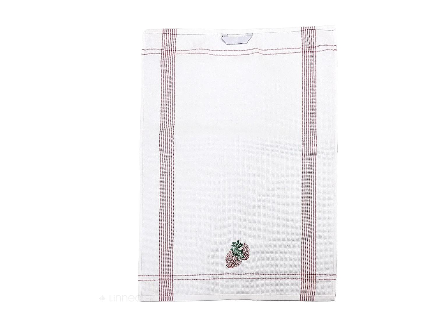 Torchon de cuisine 50x70 cm WAFFLE BRODÉ coton rouge broderie fraise