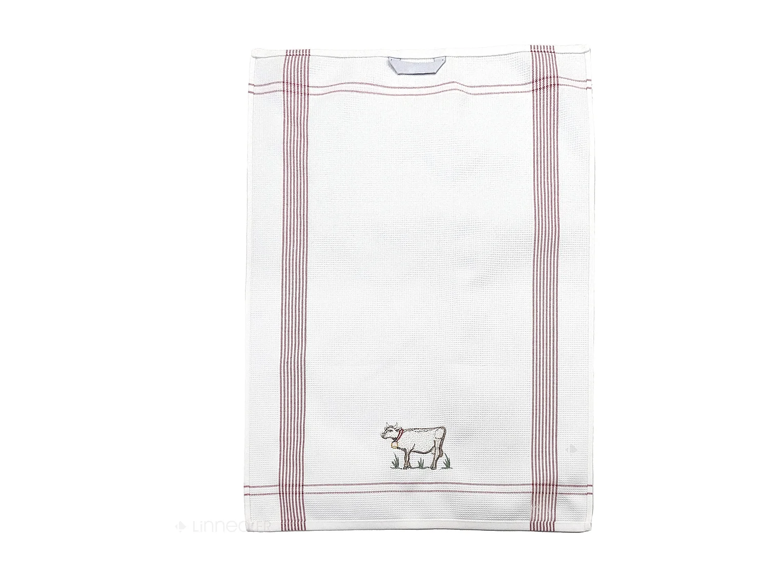 Torchon de cuisine 50x70 cm WAFFLE BRODÉ coton rouge broderie vache